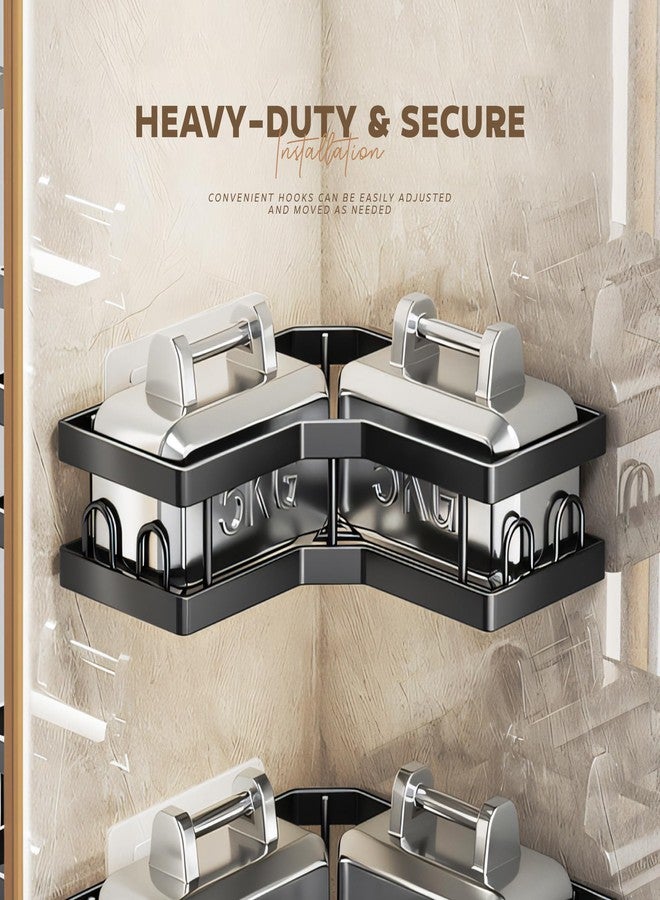 MIORAH Steel Bathroom Organiser Without Drill | Corner Shelves Organizer | Premium Wall Rack for Toiletries & Shower Storage | Rust Proof Pack of 2 - Image 3